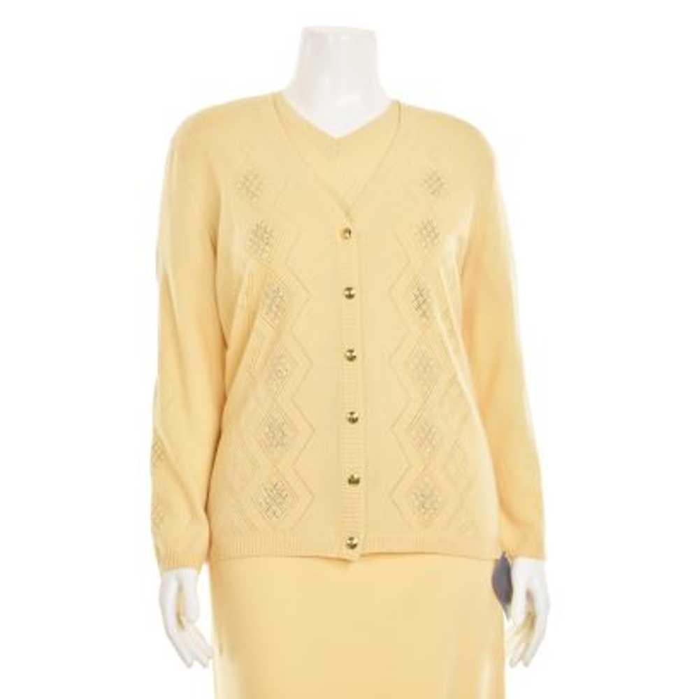 Escada 2Pc Buttermilk Argyle Crystal Cardigan & S… - image 1