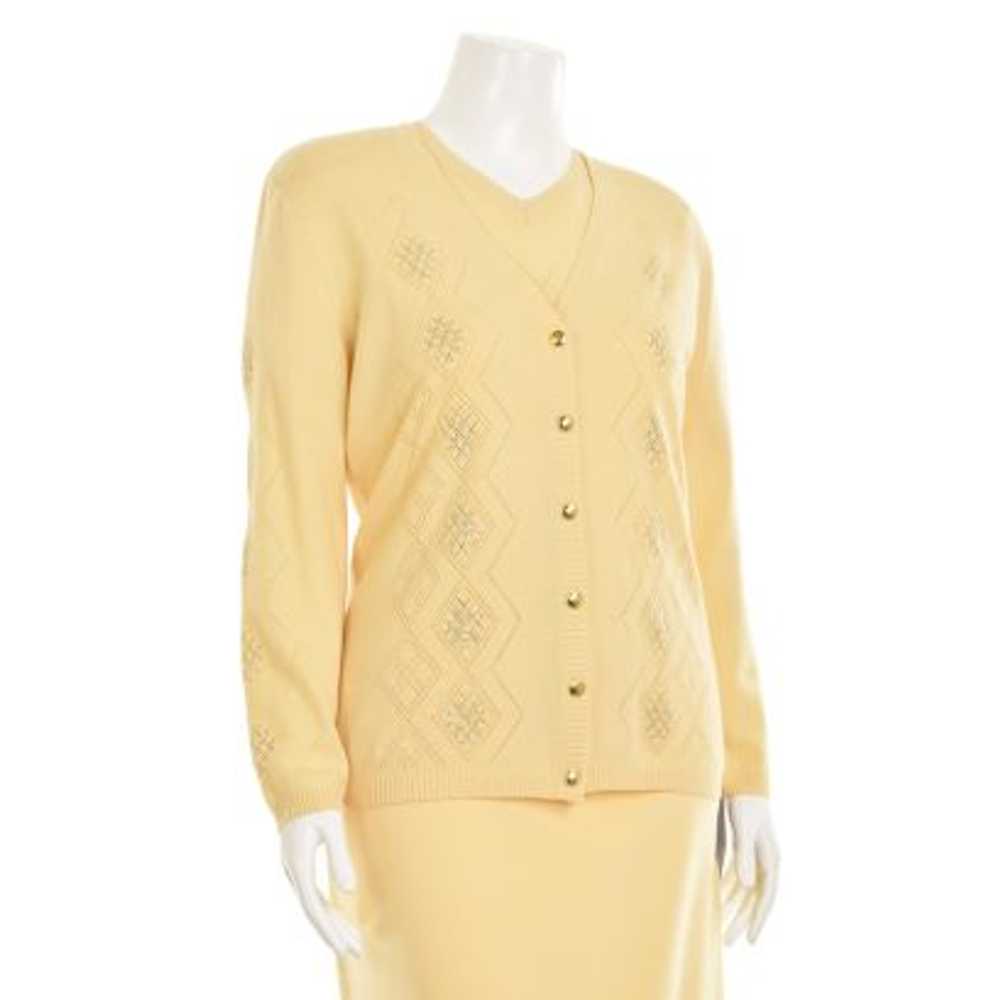 Escada 2Pc Buttermilk Argyle Crystal Cardigan & S… - image 4