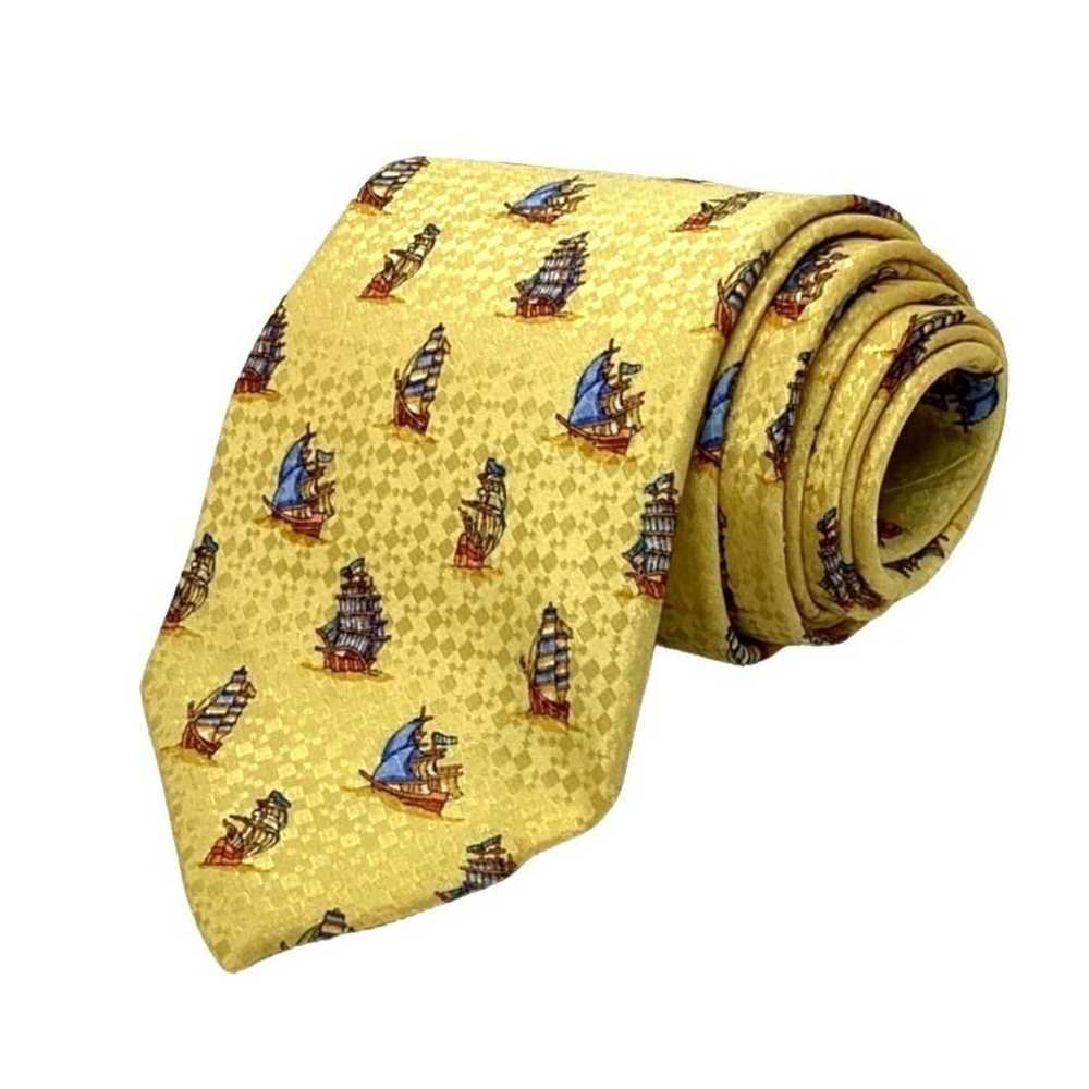 Giovanni Vintage Tie Yellow Silk Ships Giovanni P… - image 2