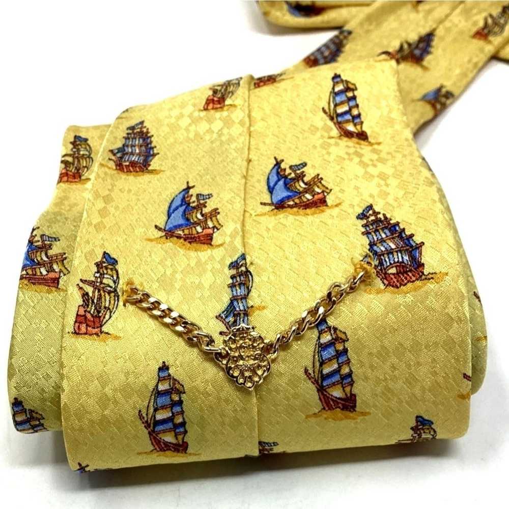 Giovanni Vintage Tie Yellow Silk Ships Giovanni P… - image 7