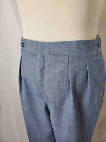Vintage 80s Pants Blue High Waisted Trouser Button De… - Gem