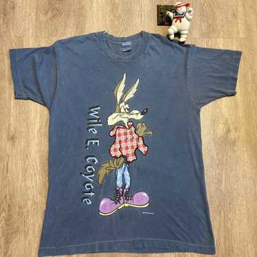 Vintage 90s Looney Tunes Wile E Coyote Wipeout T Shirt - BIDSTITCH