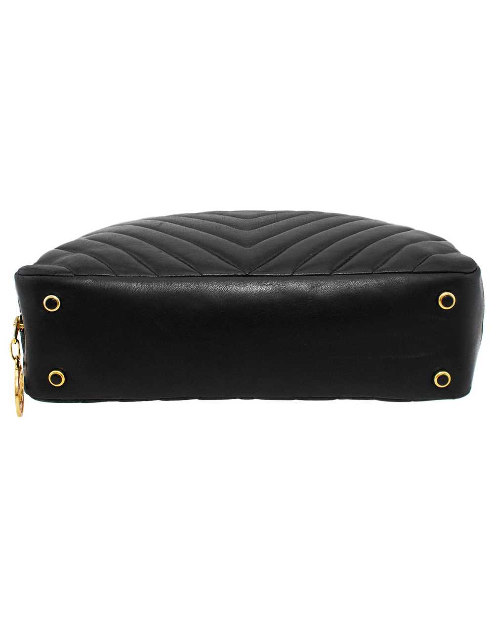 Chanel Black Lambskin Leather Chevron Large Camer… - image 5