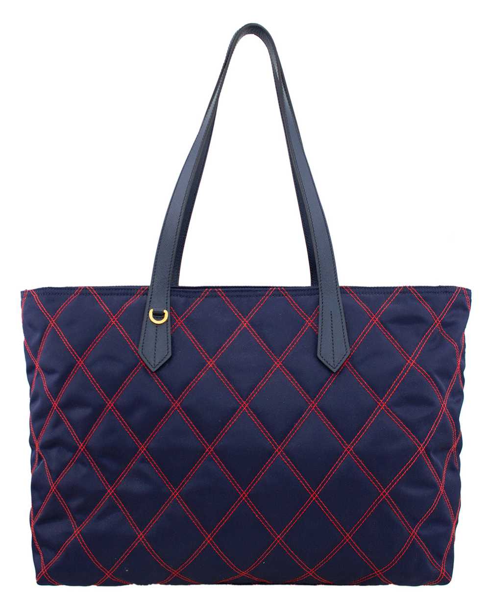 Prada Navy Blue and Red Quilted Tessuto Impunto T… - image 3