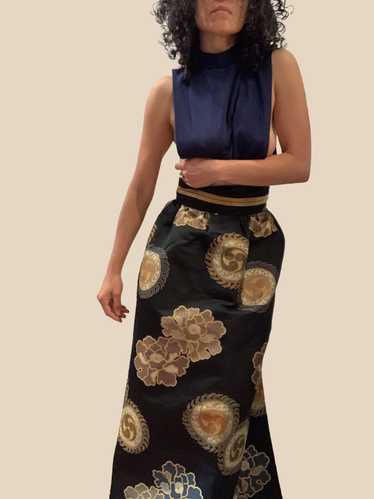 Black & Gold Jacquard Maxi Skirt