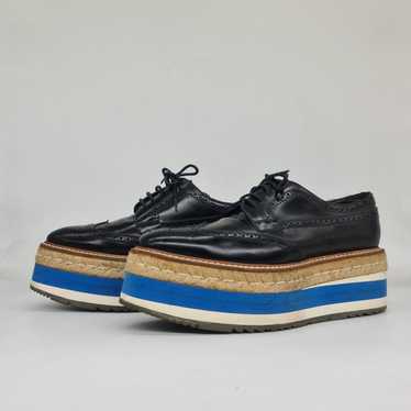 Prada leather platform brogues best sale