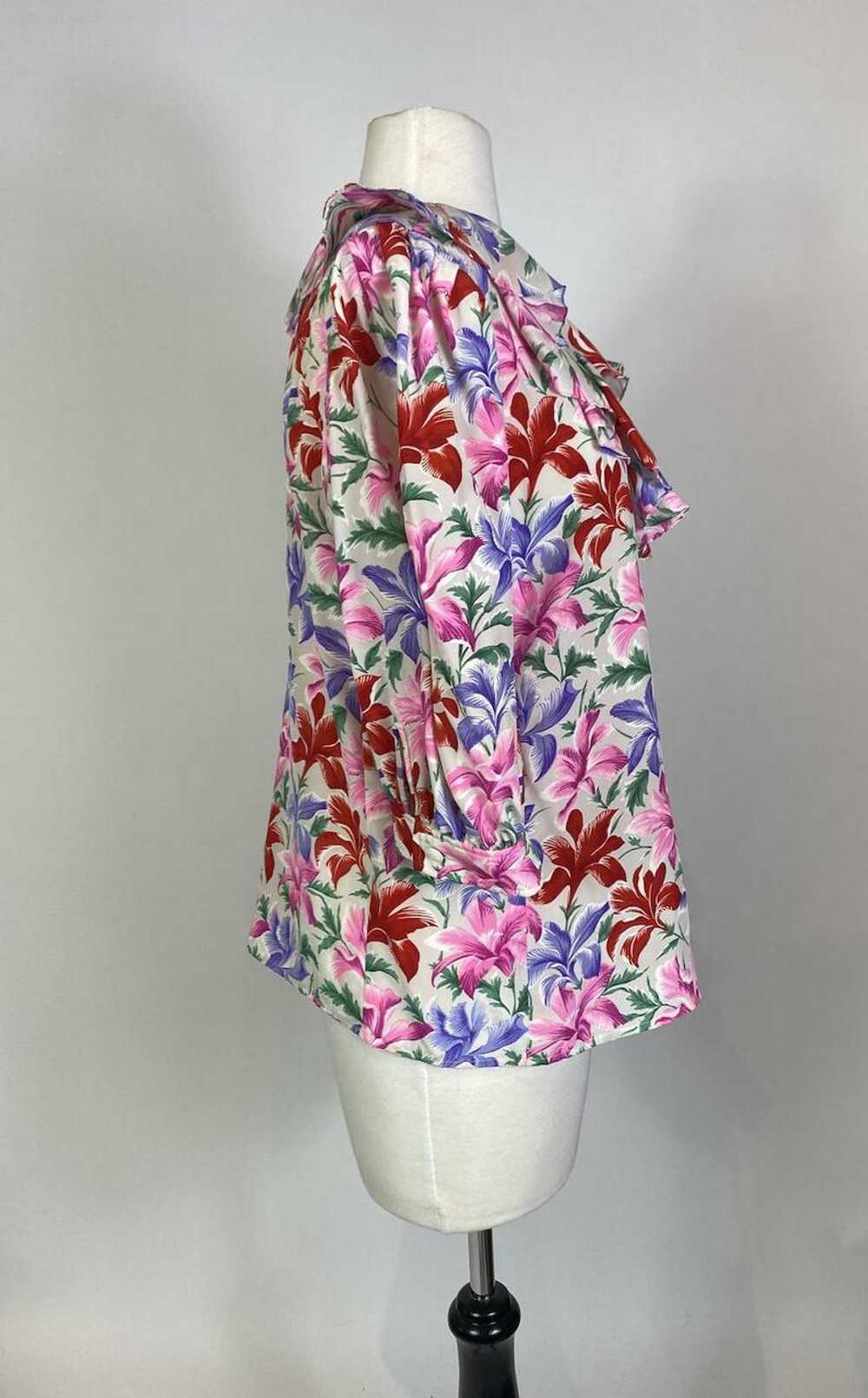 1980s - 1990s Emanuel Ungaro Silk Floral Puff Sle… - image 3