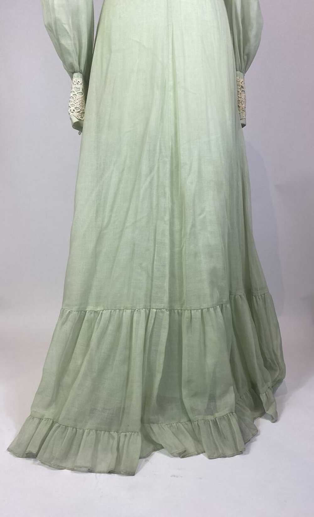 1970s GUNNE SAX Mint Green Crochet Prairie Dress - image 4