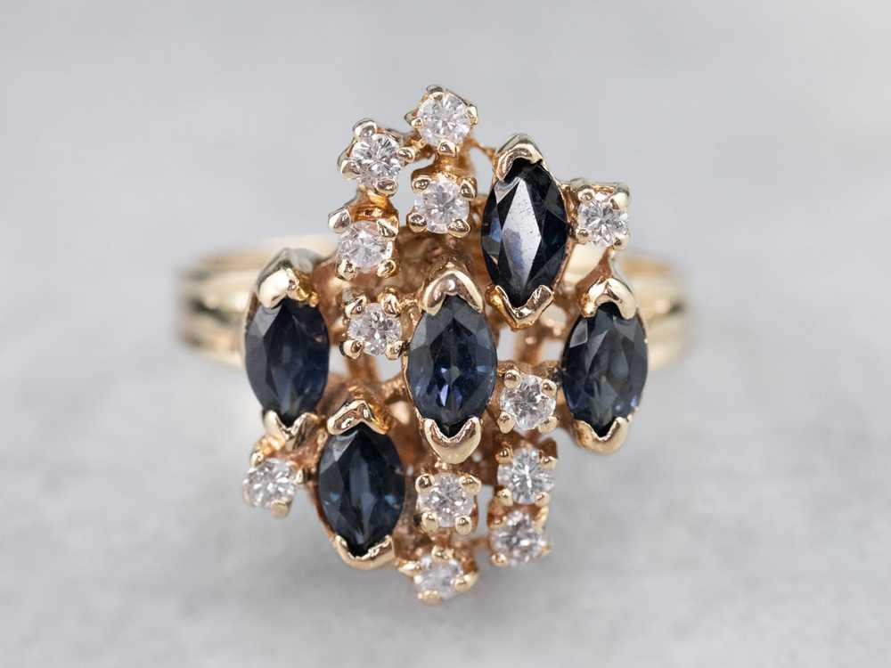 Vintage Sapphire and Diamond Cluster Ring - image 1