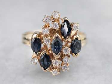 Vintage Sapphire and Diamond Cluster Ring - image 1