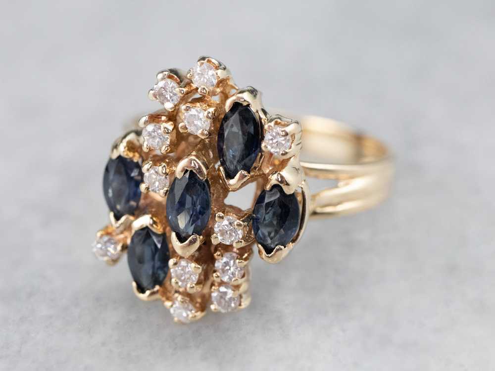 Vintage Sapphire and Diamond Cluster Ring - image 2