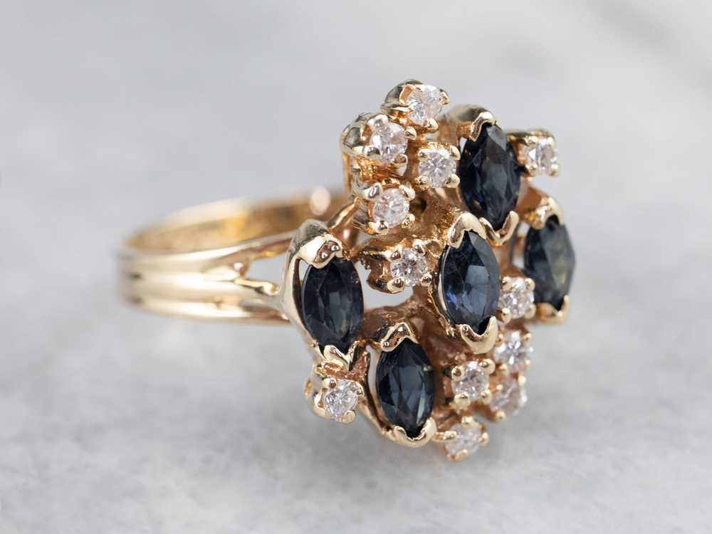 Vintage Sapphire and Diamond Cluster Ring - image 3