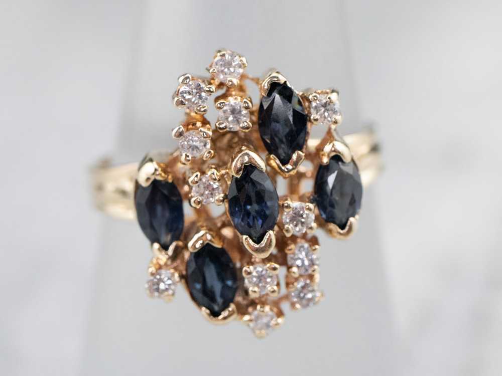 Vintage Sapphire and Diamond Cluster Ring - image 7