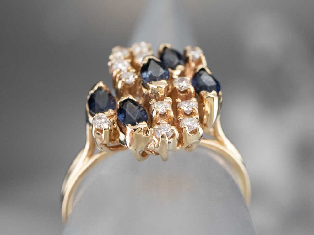 Vintage Sapphire and Diamond Cluster Ring - image 8