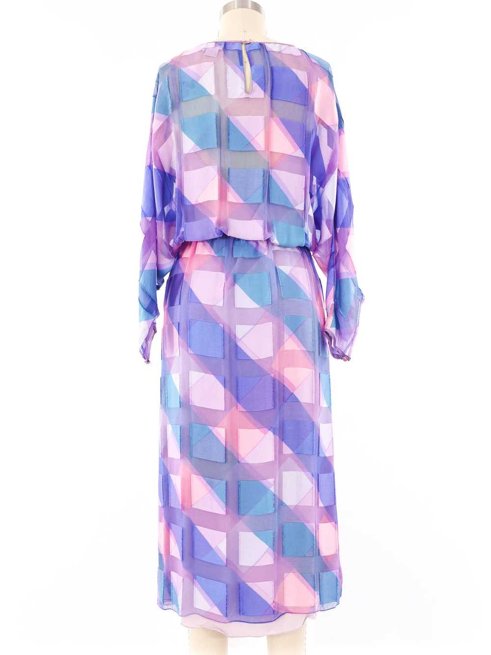 Pastel Striped Jacquard Silk Chiffon Dress - image 3