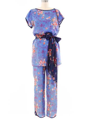 Giorgio di Sant'Angelo Floral Printed Silk Ensemb… - image 1
