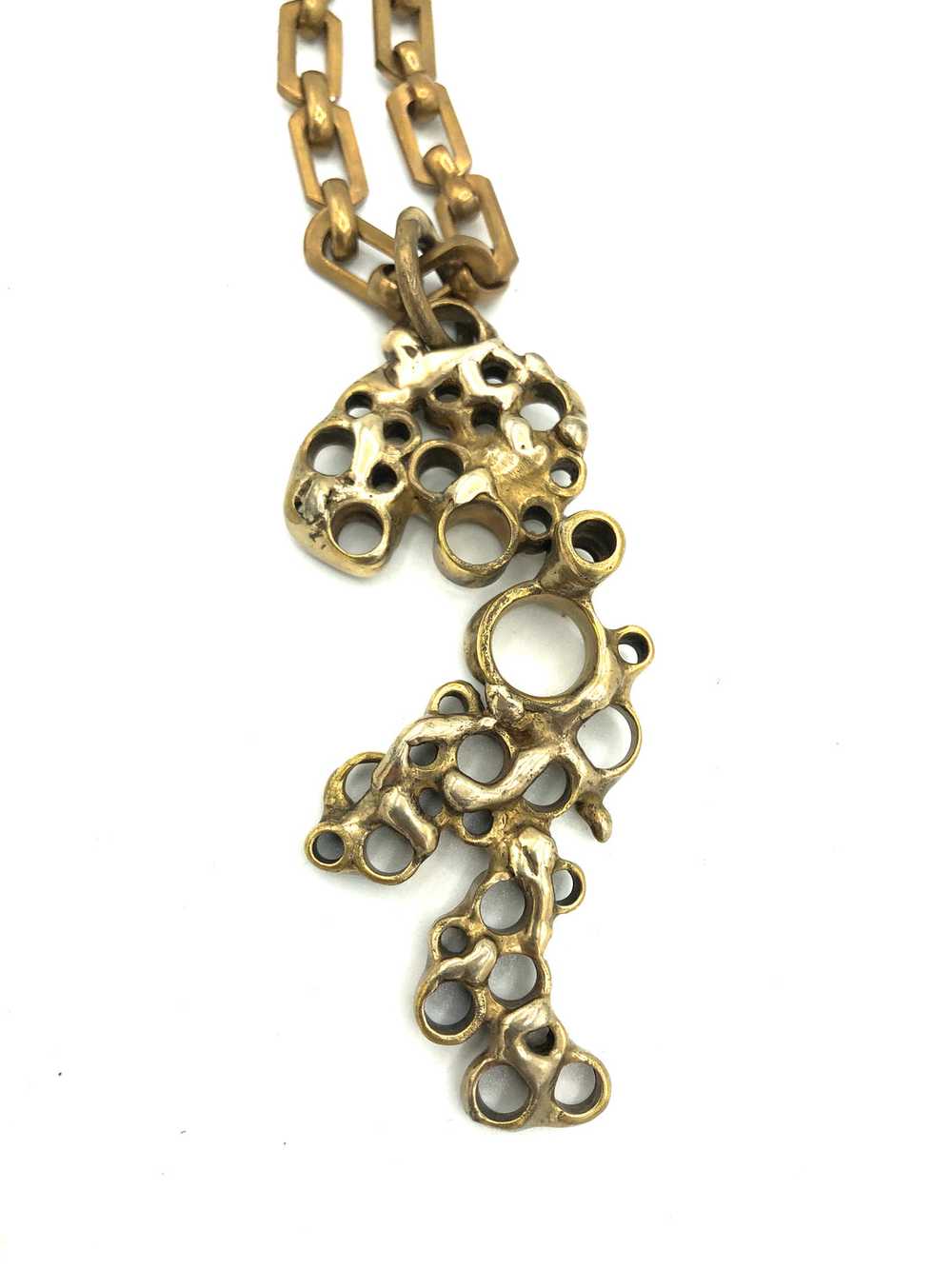 1960s/70s Brutalist Bronze and Brass Necklace - image 2