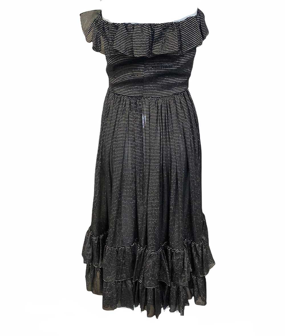 Ungaro 70s Black Strapless Metallic Stripe Dress - image 3