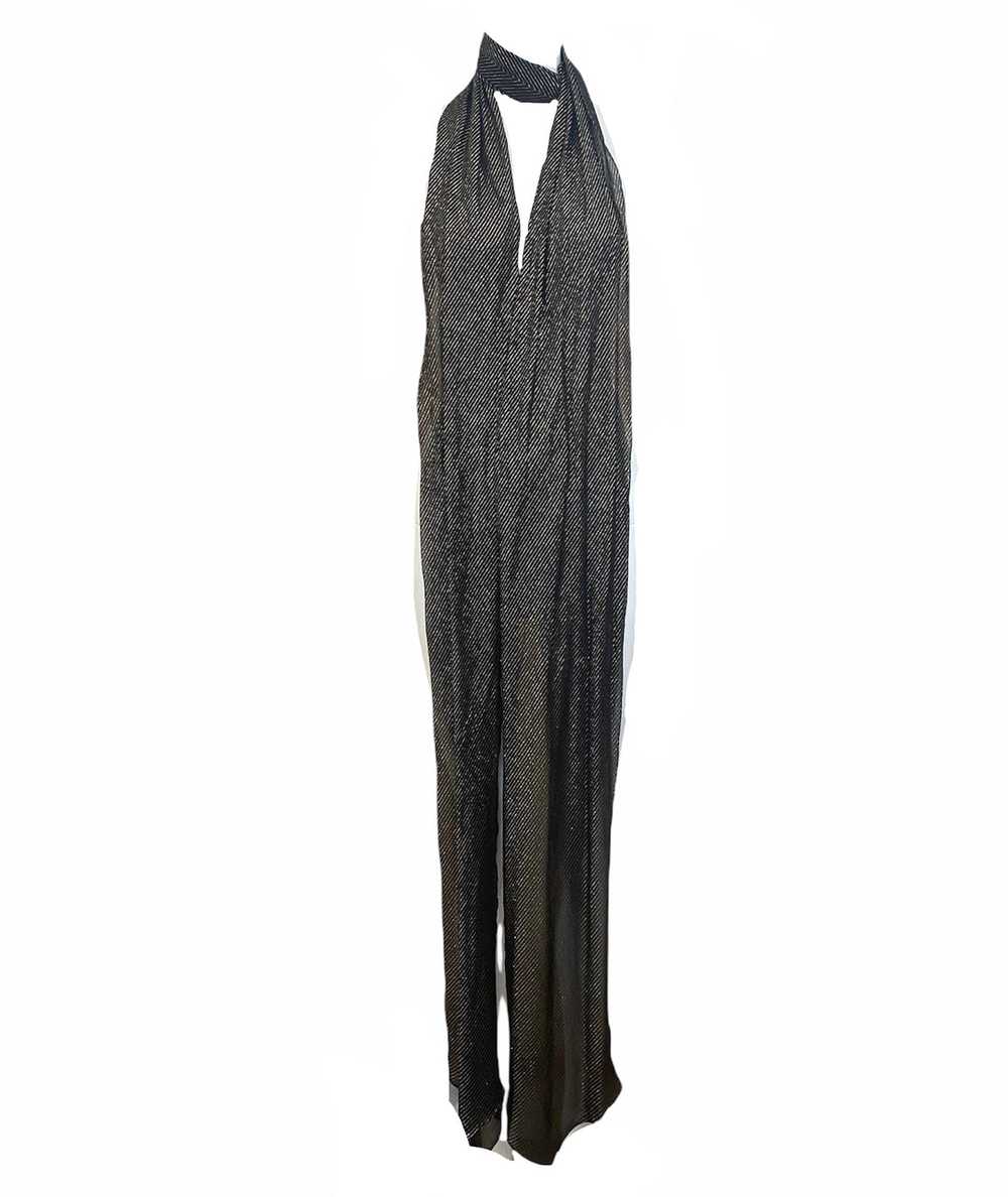Ungaro 70s Black Strapless Metallic Stripe Dress - image 4