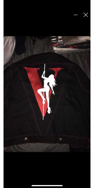 NWT VLONE Black & Red LA Exclusive Stripper Pole Denim Jacket