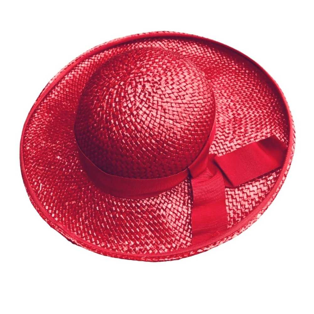 Vintage Vintage Straw Hat Red Boater 60s Michael … - image 1