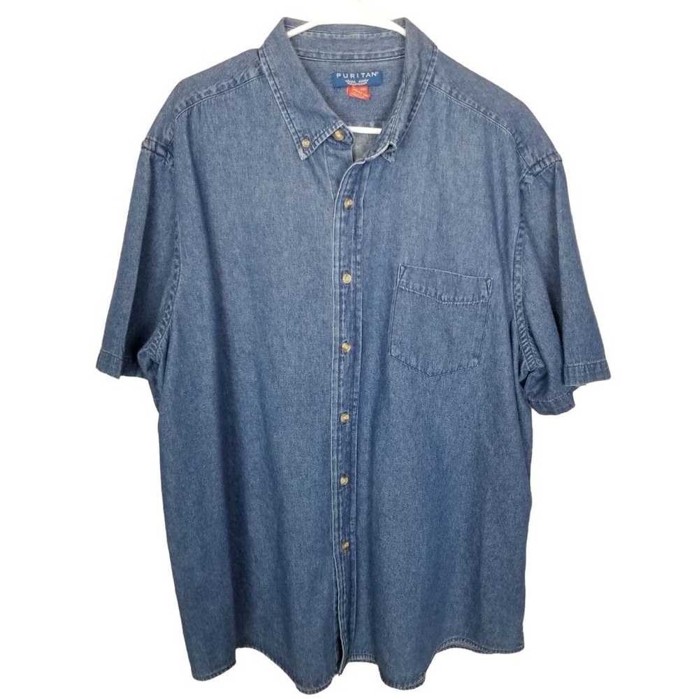 Puritan Puritan XL 46-48 Denim Short Sleeves Butt… - image 1