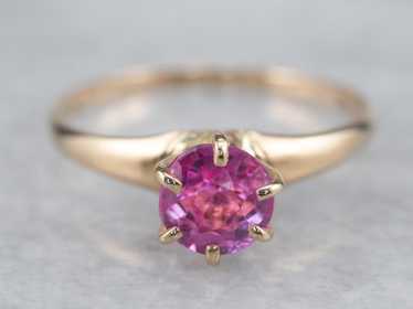 Pink Sapphire Solitaire Ring in Yellow Gold - image 1