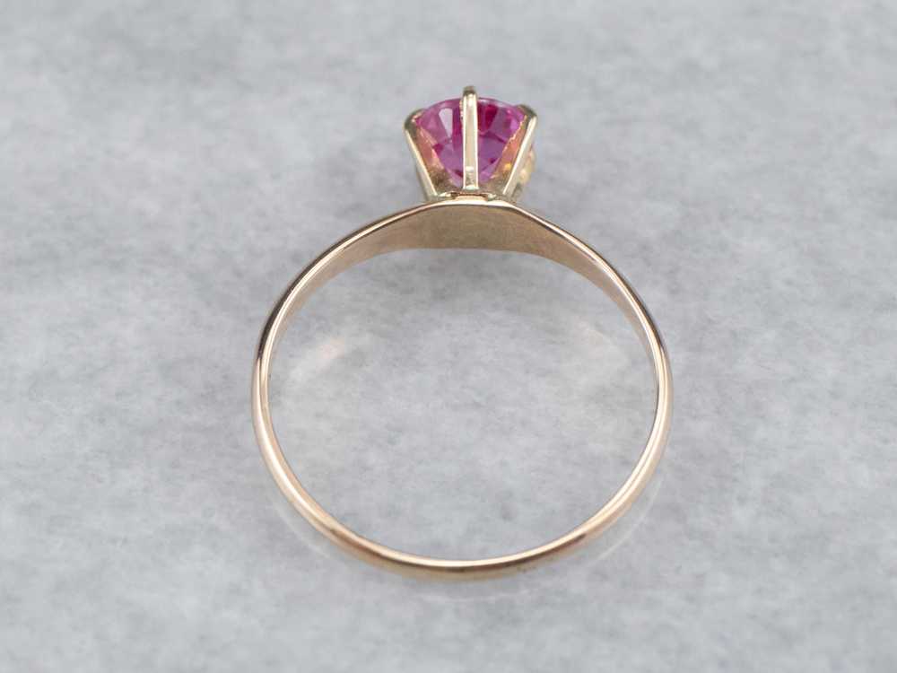 Pink Sapphire Solitaire Ring in Yellow Gold - image 5