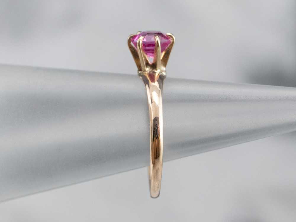 Pink Sapphire Solitaire Ring in Yellow Gold - image 9