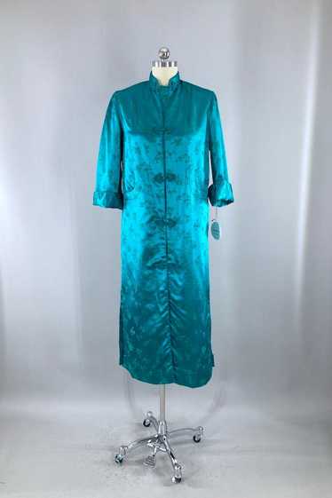 Vintage Emerald Green Satin Chinese Robe