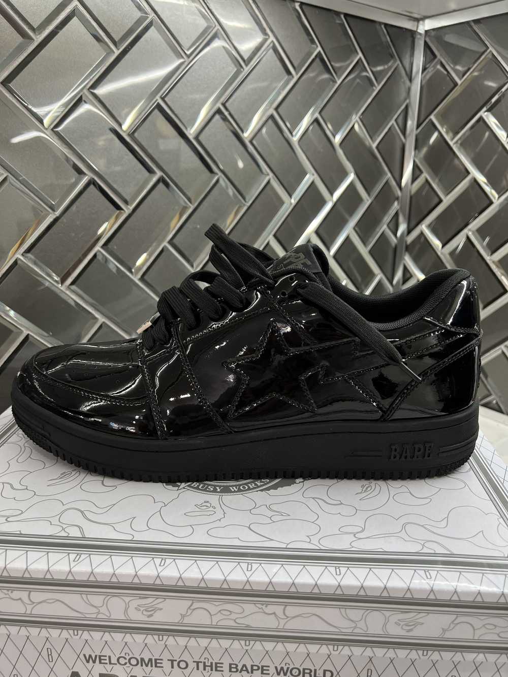 Bape BAPE BAPESTA LOW BLACK PATENT LEATHER SIZE 13 - image 5