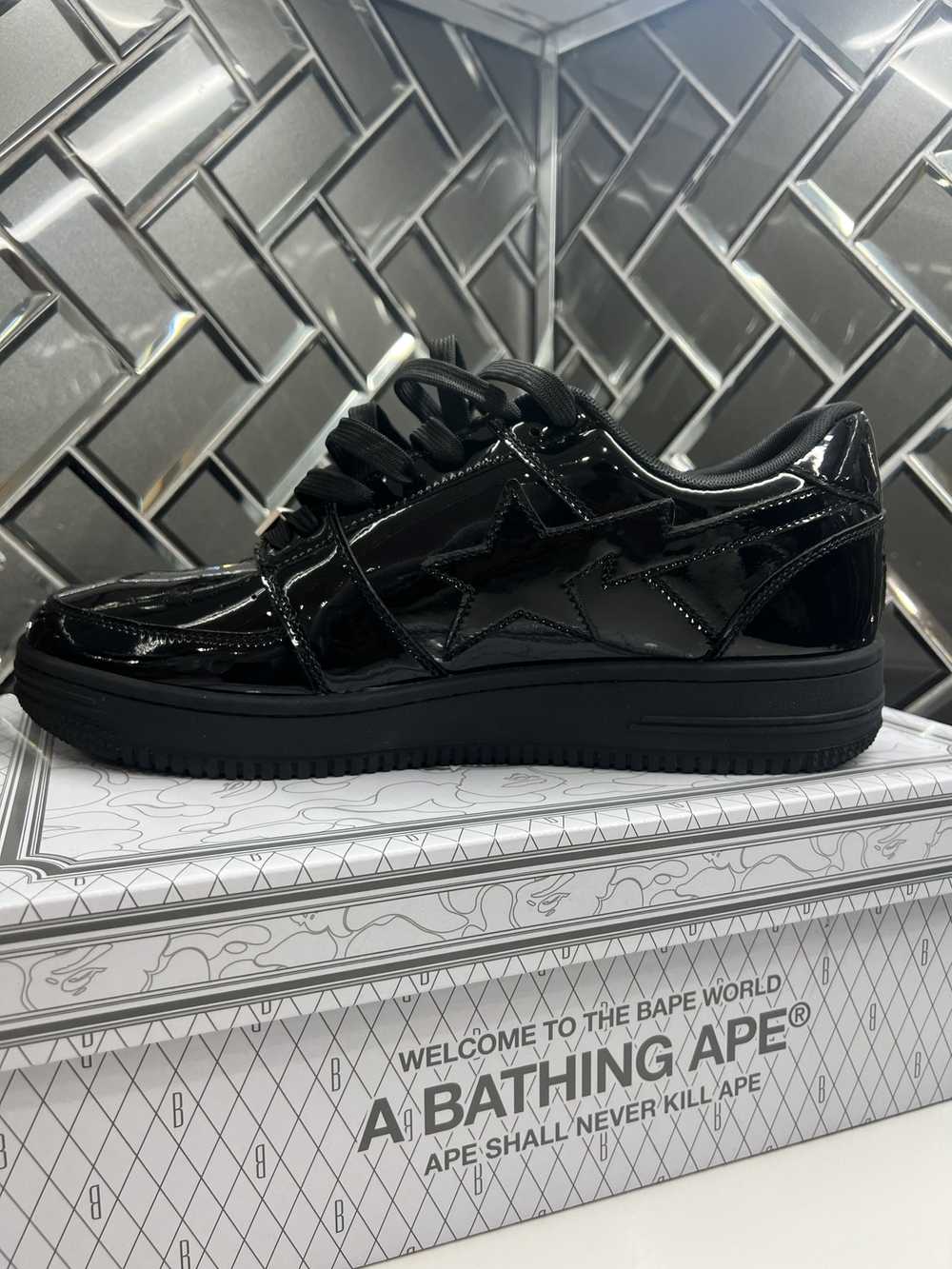 Bape BAPE BAPESTA LOW BLACK PATENT LEATHER SIZE 13 - image 9