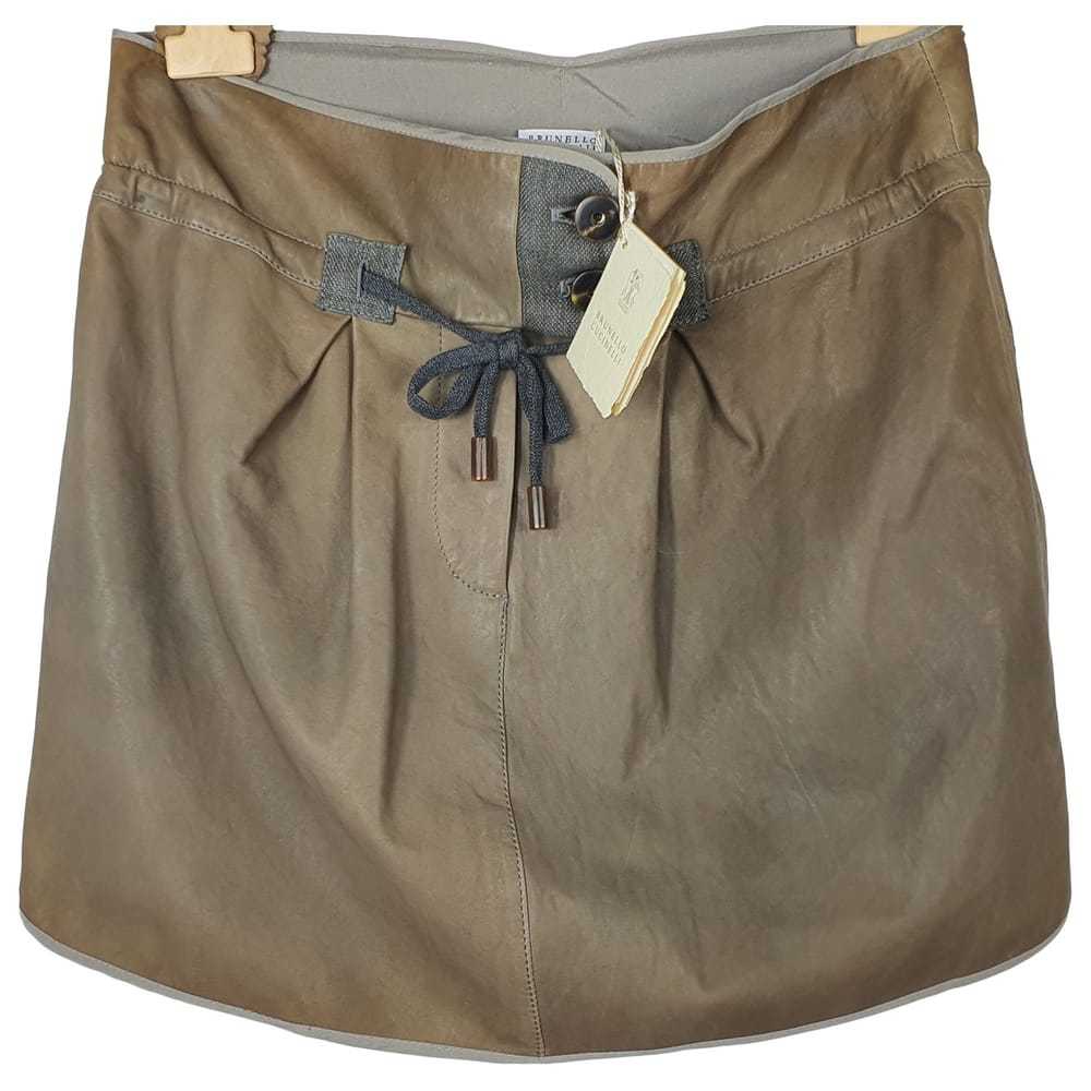 Brunello Cucinelli Leather mid-length skirt - image 1