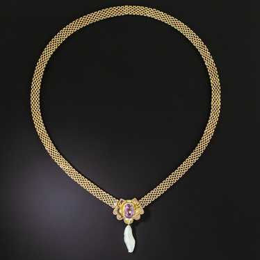 Victorian Amethyst and Freshwater Pearl Necklace