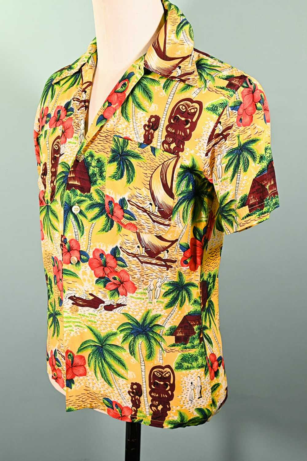 K-Mart Vintage 50s/60s Rayon Hawaiian Shirt, Aloh… - image 6