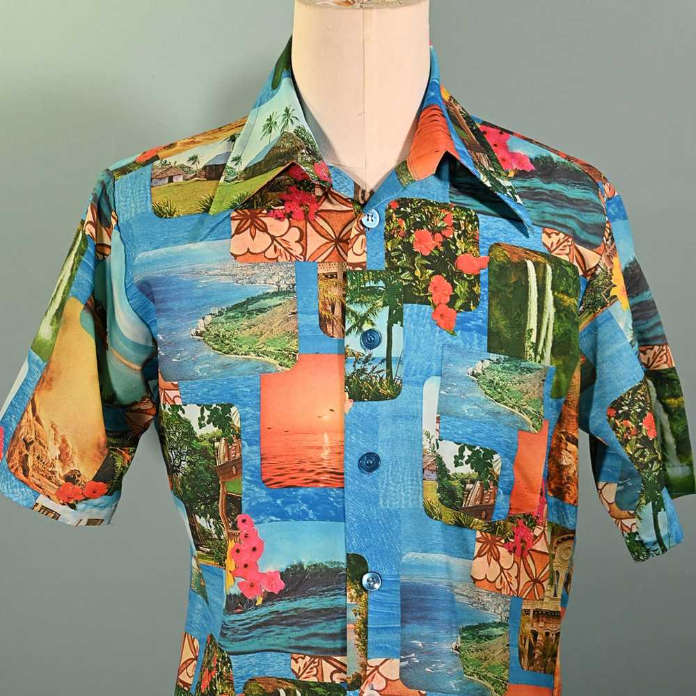 Vintage 70s Photo Image Hawaiian Shirt, Studio On… - image 3