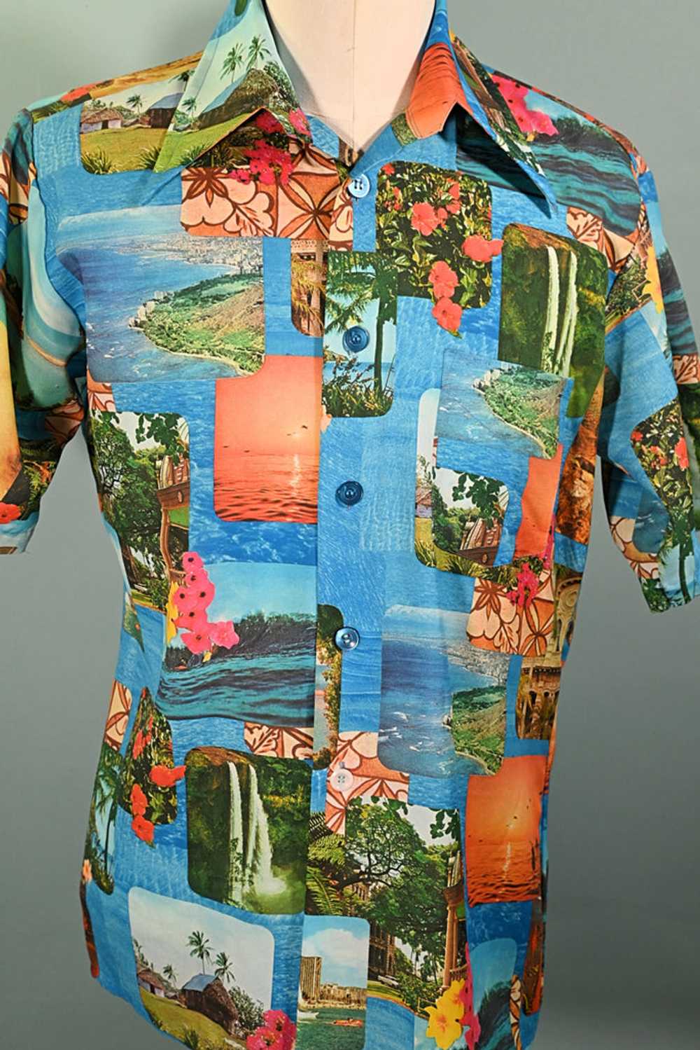 Vintage 70s Photo Image Hawaiian Shirt, Studio On… - image 4