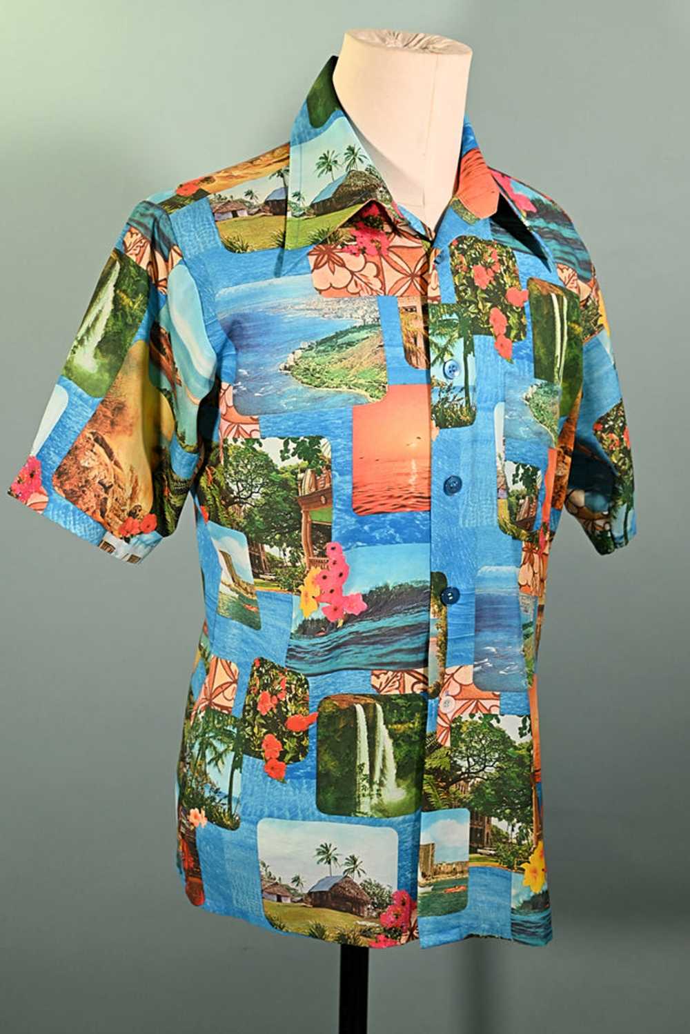 Vintage 70s Photo Image Hawaiian Shirt, Studio On… - image 5