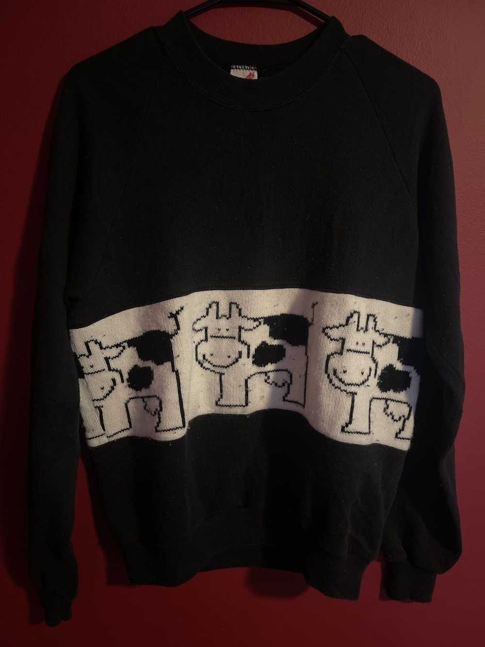 Jerzees × Made In Usa × Vintage 80s Cow Sweater - image 1