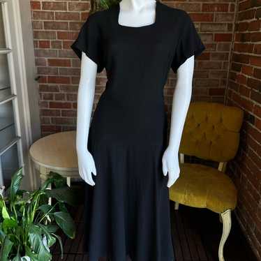 1930s Black Crepe Dress - image 1