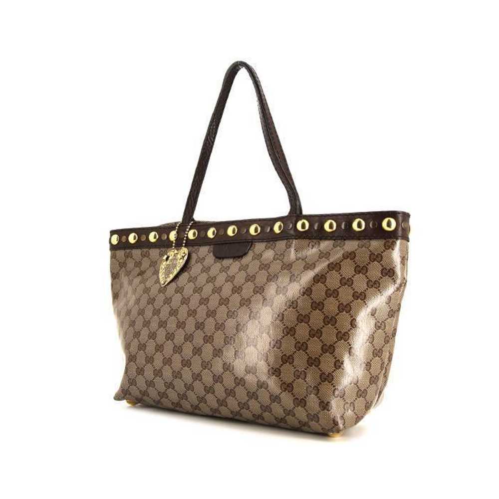 Gucci shopping bag in beige coated canvas and brown l… - Gem