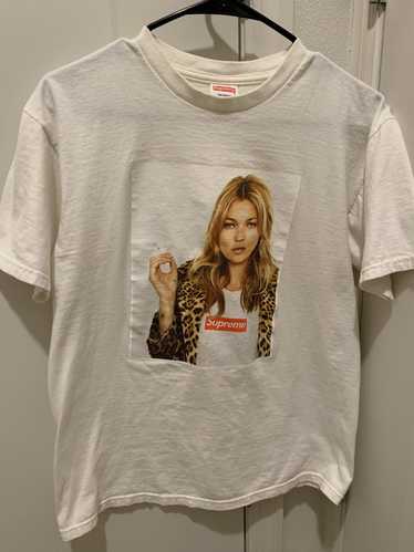 Kate Moss In Supreme x Louis Vuitton Box Logo T-Shirt