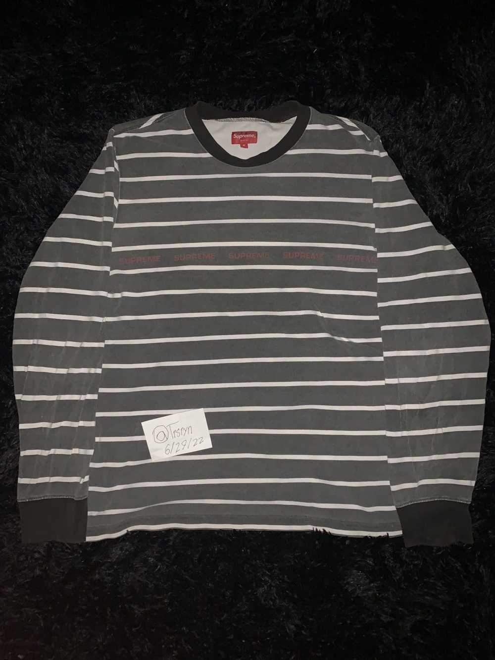 Supreme Supreme Longsleeve Stripe Tee Shirt Grey Medi… - Gem