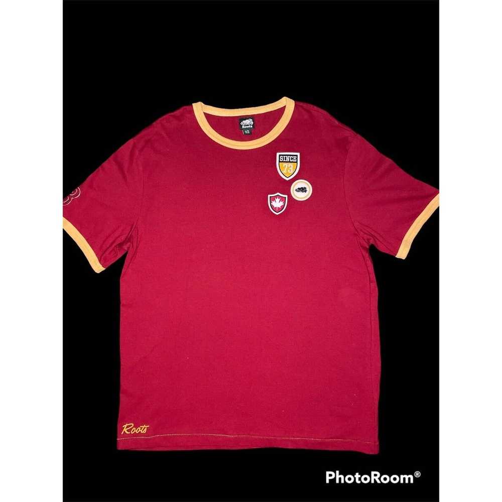 Roots Roots Canada Maroon T-Shirt Embroidered Pat… - image 1