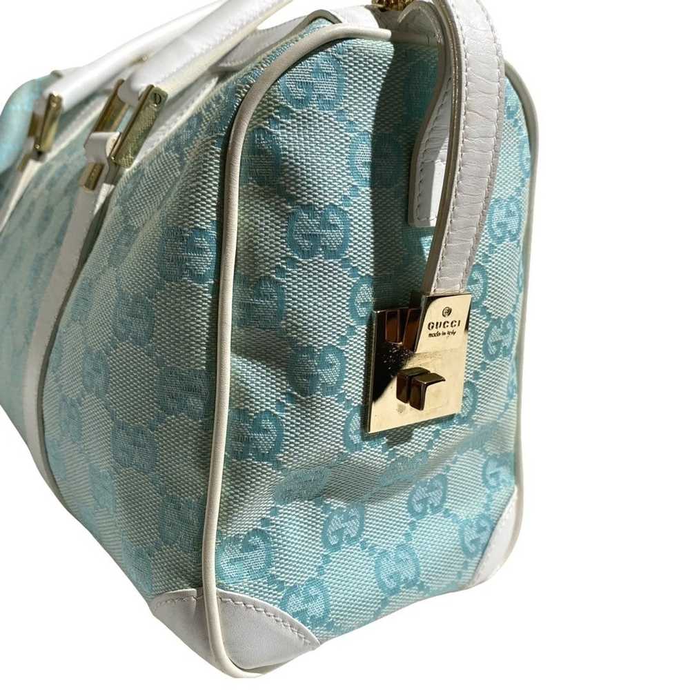 Gucci Gucci 2001 SS GG Canvas Baby Blue Hand Bag - image 6