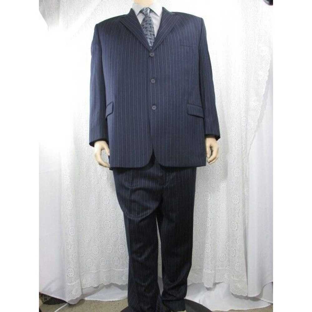 Other Mens Blue Pinstripe Blue Two Piece Suit Poc… - image 1