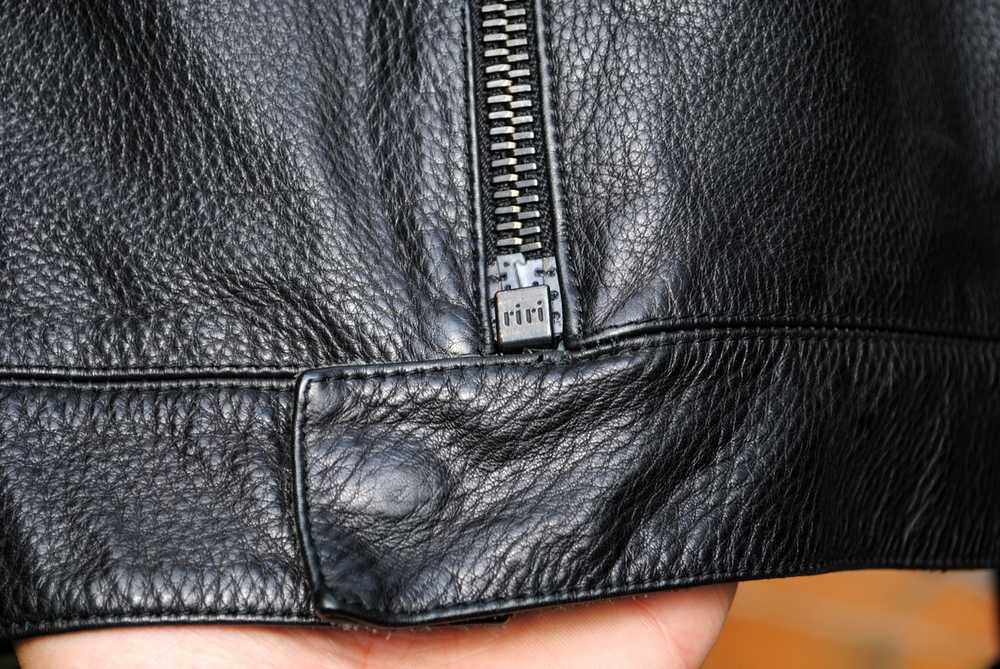 Prada Black Leather & Wool Knit Cardigan Jacket - image 7