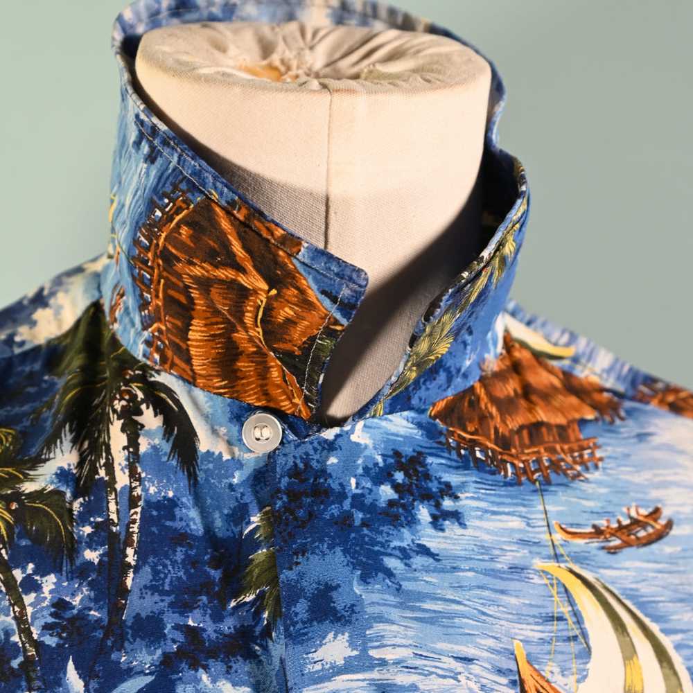 Sports Wear Vintage 50s Rayon Hawaiian Shirt, Mad… - image 3