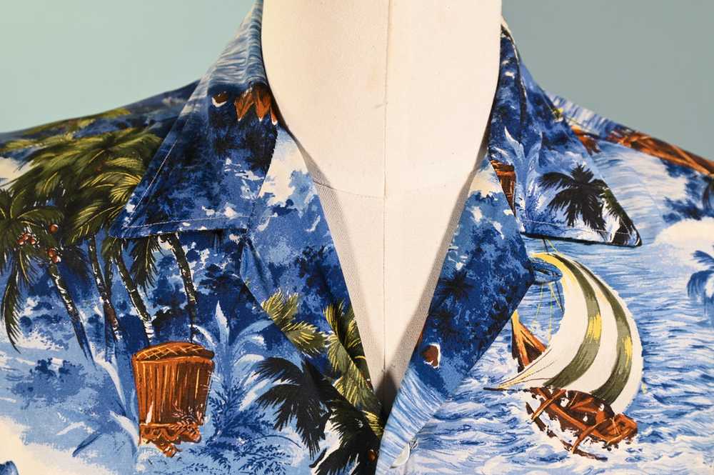 Sports Wear Vintage 50s Rayon Hawaiian Shirt, Mad… - image 6