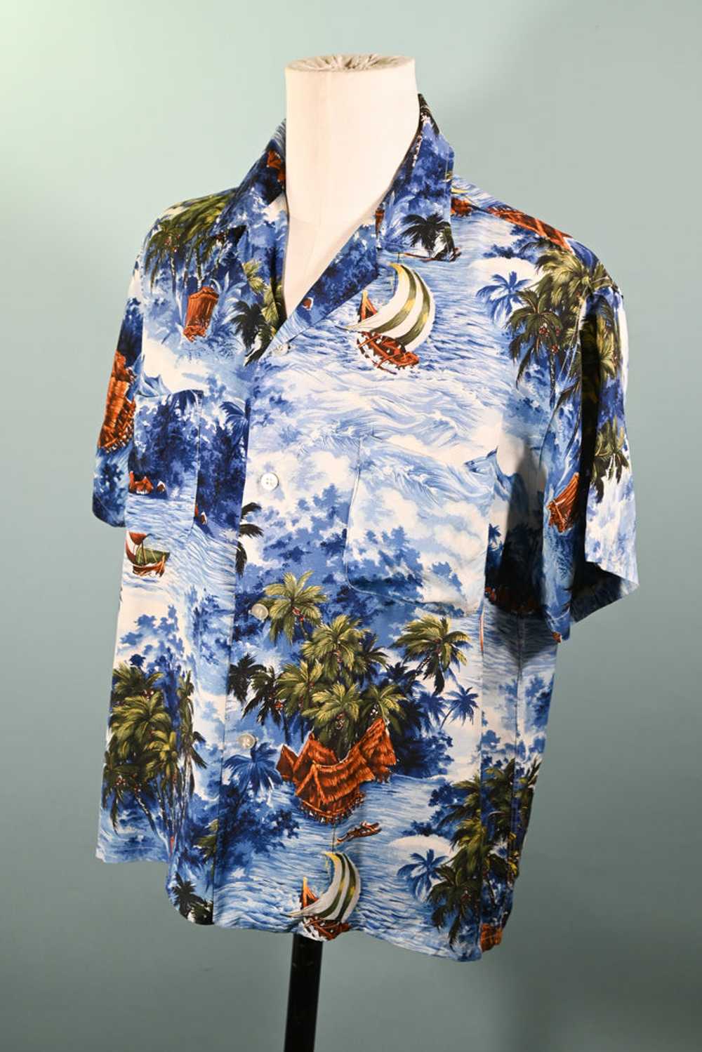 Sports Wear Vintage 50s Rayon Hawaiian Shirt, Mad… - image 7